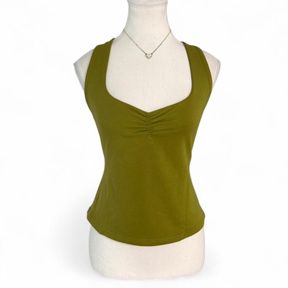 Edikted Square Neck Cotton Halter Super Fitted Flattering Top Size Large casual
